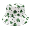 Omkeerbare vissershoed met groene klaverprint en wit canvas voor zonbescherming - M (56-58cm) / Witte Klaver Print