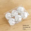 6er-Pack weiße 6cm Weihnachtskugeln mit Schneewald-Mustern und silbernen Haken - 6er Set / Transparent Bemalt