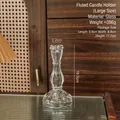 French vintage vertical ribbed glass candle holder large size 16.5cm height - Vertical Stripe Large / Clear