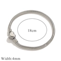 18cm stainless steel silver snake chain bracelet with heart clasp 4mm width - Small Heart / 18cm