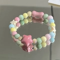 Jingdezhen Keramikperlen-Armband mit Sternen und Schleifenanhängern auf Spiegel - 1007-05 Xingji
