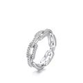 S925 Sterling Silber Kettengliedring mit Zirkonia-Steinen auf weißem Hintergrund - US 5 / Silber