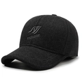 Dark grey textured wool baseball cap with embroidered logo for men in winter - Adjustable / Gray