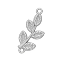 Silver leaf connector charm in stainless steel with detailed veins for DIY jewelry - Steel 569# Leaf Branch Connector / 12.5*28mm