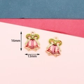 Christmas bell charms in gold finish with red and green enamel, size 16mm by 13mm - 15# Bell