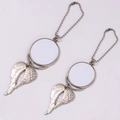 Sublimatie ronde blanco hanger met zilveren engelenvleugels en een bolletjesketting - Ronde Vleugels Stijl (JS063) / Zilver