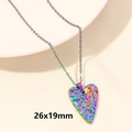 Rainbow plated stainless steel heart necklace with 26x19mm pendant and slim chain - Lava Heart / 26x19mm / Rainbow