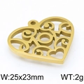 Ciondolo a cuore traforato dorato con motivi geometrici, dimensioni 25x23mm, metallo 2g - Oro (KLJ4970-Z)