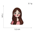 Detail view of cartoon girl embroidery patch with dimensions 7cm x 5.2cm for DIY clothing - Cartoon Girl Embroidery Applique 6#