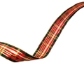 Classic red and green plaid Christmas ribbon with gold edges for gift wrapping - Style 3 (With Wire)