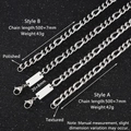 Zilveren titanium stalen NK-kettingen met rechthoekige hanger in mat en gestreepte stijl - Type A Gestreepte Ketting (Zilver)