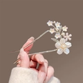 Épingle à cheveux papillon dorée en U avec perles et pompons pour coiffure chic - Fleur de Pêcher en Perles (85#)