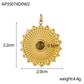 Détail d'un pendentif amazonite doré avec motif soleil, dimensions de 2,2 cm - AP35074D0W2 (Bleu Foncé)