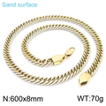 Chaîne cubaine homme bicolore or et argent 8mm surface sablée longueur 600mm - Collier Bicolore Or et Argent (KN230357-KFC) / 600mm*8mm