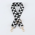Adjustable black and white herringbone fabric bag strap with golden metal hooks - J44-A15-Black White Herringbone