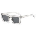 Unisex square frame sunglasses with transparent resin frames and dark grey lenses - Translucent Grey Frame Grey Lens
