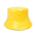 Bright yellow glossy patent leather bucket hat with multi-row stitched brim for sun protection - One Size(58cm) / Yellow
