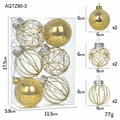 Set di 6 palline di Natale oro diametro 6cm con palline trasparenti e strisce color oro - 6cm / Oro