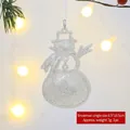 Sparkling white glitter snowman Christmas ornament with hanging loop for festive decor - White Glitter Snowman-A