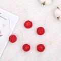 Set of 5 red wool felt Christmas ball ornaments with gold embroidery and hanging strings - Red Snowball 5pcs/pack