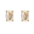 Classic gold plated oval cubic zirconia stud earrings with a secure four-prong setting - Gold Oval