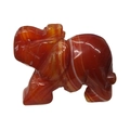 Orange carnelian agate elephant figurine with natural white stripes and polished finish - Red Agate