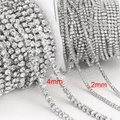 Silver stainless steel rhinestone claw chain in 2mm and 4mm sizes for DIY jewelry - 2mm 1 Meter/Pack / Steel