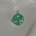 Creative green transparent dice keychain pendant with durable silver metal ring accessory - Green Translucent Dice Pendant (PY049-QB)