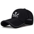 Black mesh baseball cap for men with reflective trim and white embroidered star logo - Adjustable / Black