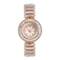 Luxuriöse Damen-Quarzuhr in Roségold mit Kristallarmband und Blumen-Zifferblatt - Roségold