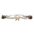 Adjustable bohemian woven bracelet with a gold zircon butterfly charm and colorful tassels - Butterfly + Rainbow Woven Rope