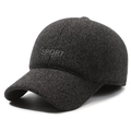 Casquette de baseball hivernale pour homme avec broderie SPORT et protection d'oreilles - Réglable / Gris
