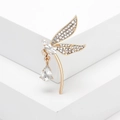 Elegante spilla a libellula dorata con strass e goccia di cristallo per abbigliamento - Oro