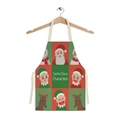 Wasserdichte Weihnachtsschürze mit rot-grünem Karo und Weihnachtsmann-Motiven - Weihnachtsmann Figuren (WQ02-17) / Kinderstil (47x38cm)