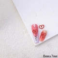 Hollow red heart nail charms with rhinestones and white pearls, 8mmx7mm size - QFX53-Silver Base Red Rhinestone Solid Heart (8x7mm)