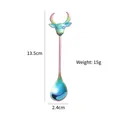 Rainbow plated stainless steel spoon with bull head handle, length 13.5cm, weight 15g - Rainbow-Spoon