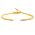 Bracciale regolabile in corda milanese rossa con barra metallica dorata su sfondo bianco - Corda di Base Gialla