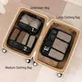 3-piece black travel luggage organizers set with mesh panels and icon labels for suitcase - Black 3-Piece Set