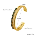 Bracciale rigido in acciaio dorato con motivo a lisca e pietre verdi, 60mm - Stile Ondulato Con Gemma Verde a Doppio Strato / Oro con zircone verde
