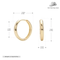 Detailed size measurement chart of 925 sterling silver hollow gold hoop earrings - 16mm / Gold