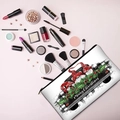 White Christmas cosmetic bag with gnomes and Merry Christmas print on pink background - White Background Truck Gnomes (HZB02-10)