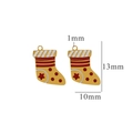 Golden stainless steel Christmas sock pendant with red stripes and 13mm height - Star Pattern Sock