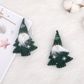 Green felt Christmas gnome tree hanging ornament with white star embroidery and beard - 22 Triangle Gnome Green