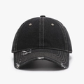 Berretto da baseball vintage in denim grigio scuro lavato con visiera effetto usurato - Regolabile / Nero (23A053)