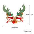 Weihnachts-Rentierbrille mit grünem Glitzer-Geweih und Größenangaben im Detail - Goldener Rahmen Grünes langes Geweih
