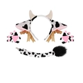 Cow cosplay set with plush spotted headband, paws, and tail accessories for kids and adults - Medium Cow 3-Piece Glove Set