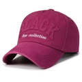 Deep wine red baseball cap with 3D BLACK embroidery and white New Collection script - Adjustable / Fuschia