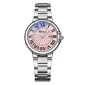 Orologio al quarzo da donna con quadrante rosa, numeri romani e cinturino in acciaio argento - Cassa Argento Quadrante Rosa Donna