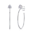 Elegant S925 sterling silver hoop earrings with a round sparkling moissanite stone - Moissanite 4mm/0.3ct * 2pcs