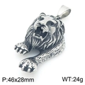 Punk style stainless steel lion head pendant with red eyes, 46x28mm and 24g weight - Square Snake Chain / Black Eyes (KP116412-MZOZ)